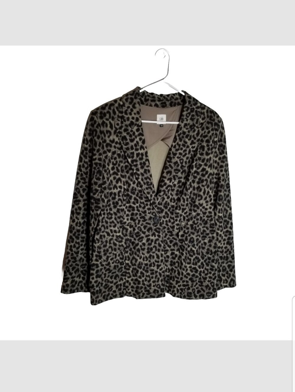 Cabi Blazer Jacket Women's 12 Leopard Jungle Animal Print 3373 Stretch Lined